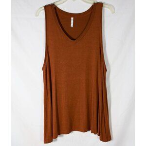 Womens Danibe Rust Colored Flared Hem Sleeveless Top Size XXL